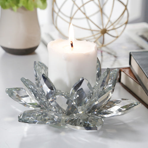 Crystal Lotus Candle Holder - modern candle holder with sleek design for contemporary decor | Image 2 | InSTYLE Home & Rugs