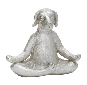 15095-02 yoga dog silver polyresin