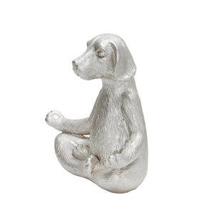 15095-02 yoga dog silver polyresin
