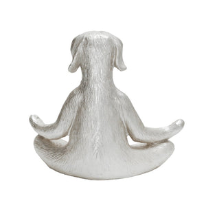 15095-02 yoga dog silver polyresin