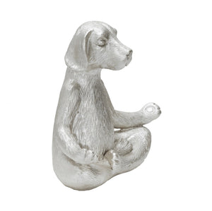 15095-02 yoga dog silver polyresin