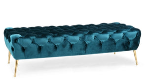 Nirvana Blue Velvet & Gold Bench - durable bench with modern style | Image 1 | InSTYLE Home & Rugs