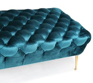 Nirvana Blue Velvet & Gold Bench - durable bench with modern style | Image 4 | InSTYLE Home & Rugs