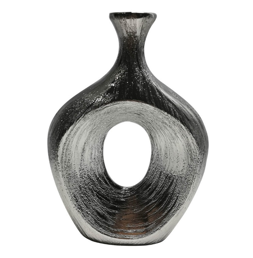 13" Textured Oval Vase Cut-Out - modern vase with sleek design for floral arrangements | Image 2 | InSTYLE Home & Rugs