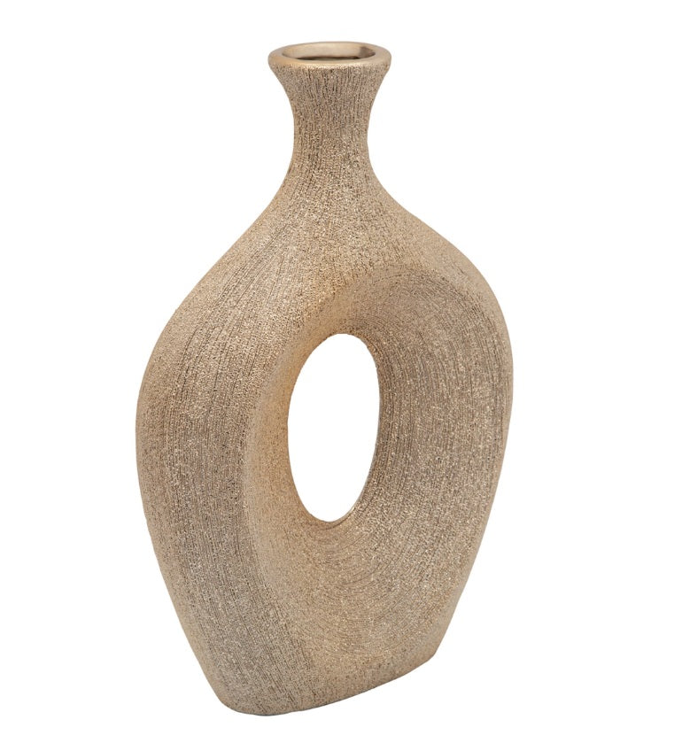 13" Textured Oval Vase Cut-Out - modern vase with sleek design for floral arrangements | Image 1 | InSTYLE Home & Rugs