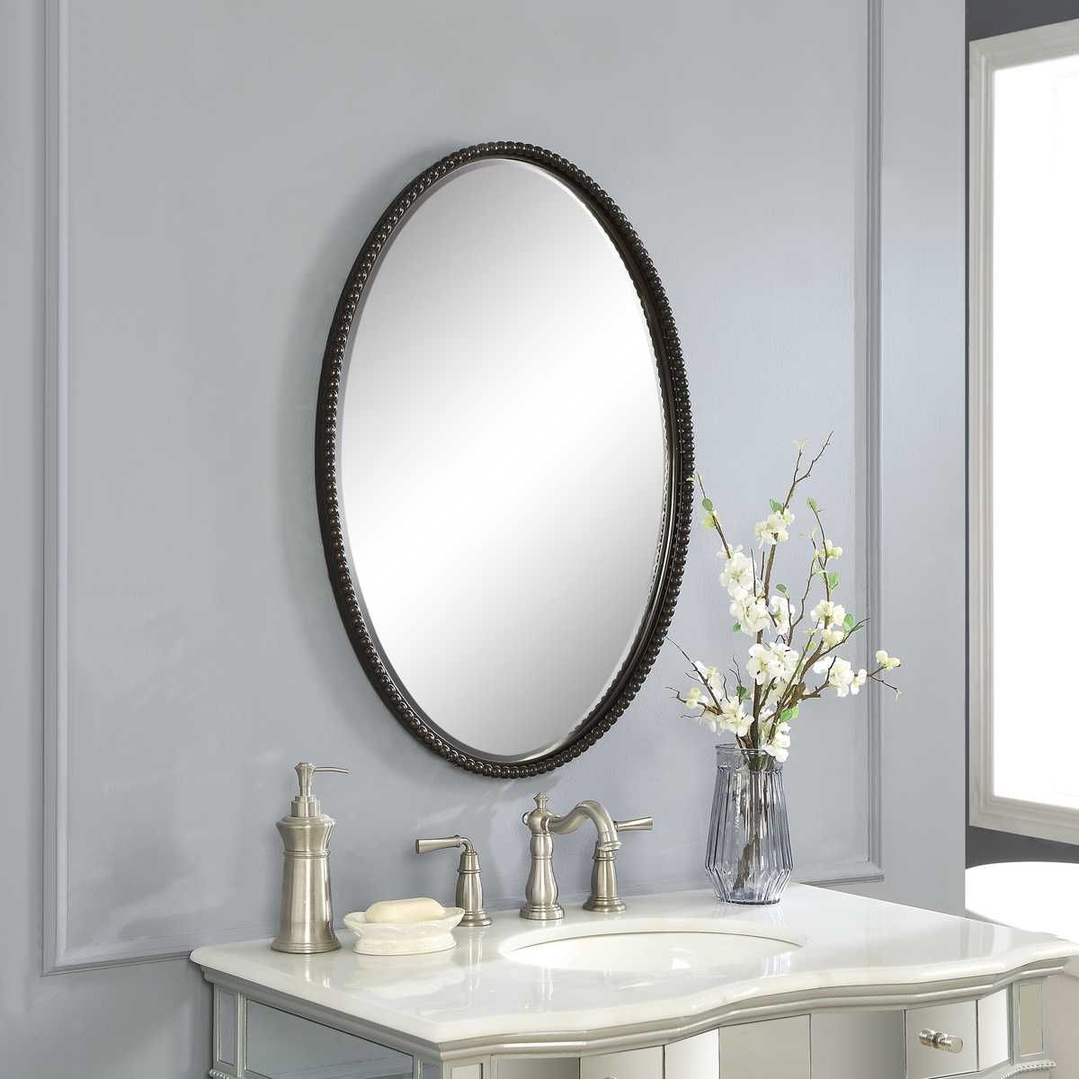 Sherise Oval Mirror, Bronze - elegant mirror for adding style and light to any room | Image 4 | InSTYLE Home & Rugs