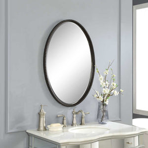 Sherise Oval Mirror, Bronze - elegant mirror for adding style and light to any room | Image 4 | InSTYLE Home & Rugs
