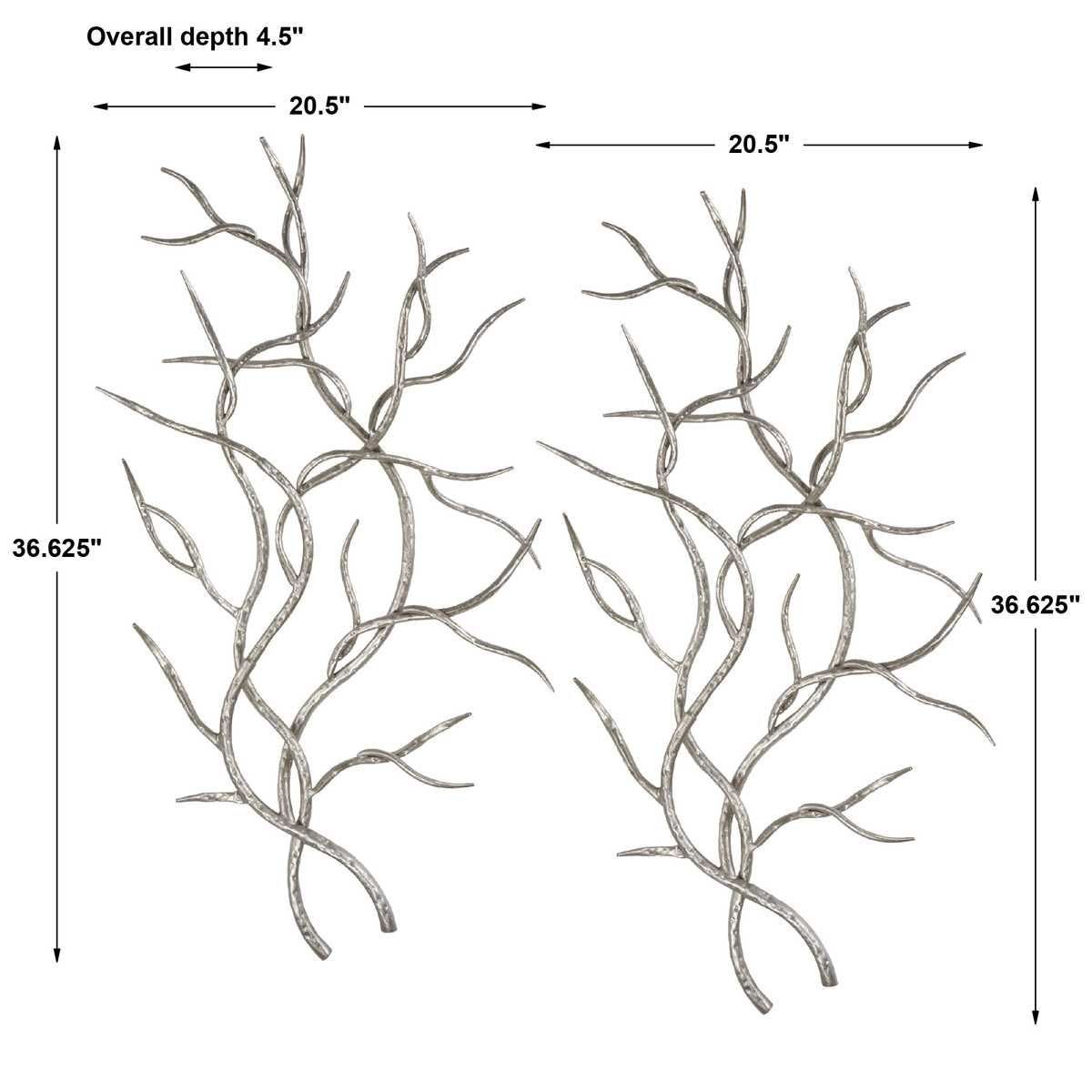 Silver Branches Metal Wall Decor, S/2 - find the perfect pieces to complement your interior design | Image 3 | InSTYLE Home & Rugs
