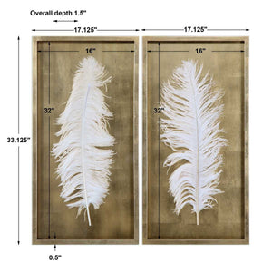 White Feathers Shadow Boxes, S/2 - find the perfect pieces to complement your interior design | Image 3 | InSTYLE Home & Rugs