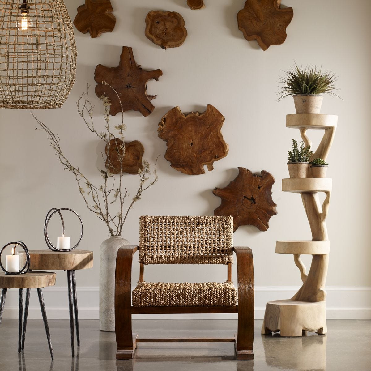 Kalani Indoor-Outdoor Wood Wall Decor, Natural, S/3 - find the perfect pieces to complement your interior design | Image 1 | InSTYLE Home & Rugs