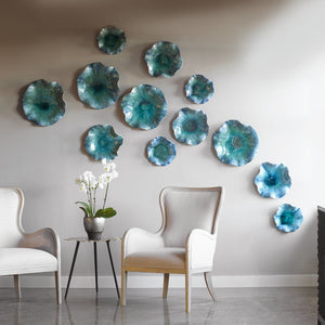 Abella Ceramic Indoor-Outdoor Wall Decor, Aqua, S/3 - transform your walls with stylish wall decor | Image 1 | InSTYLE Home & Rugs