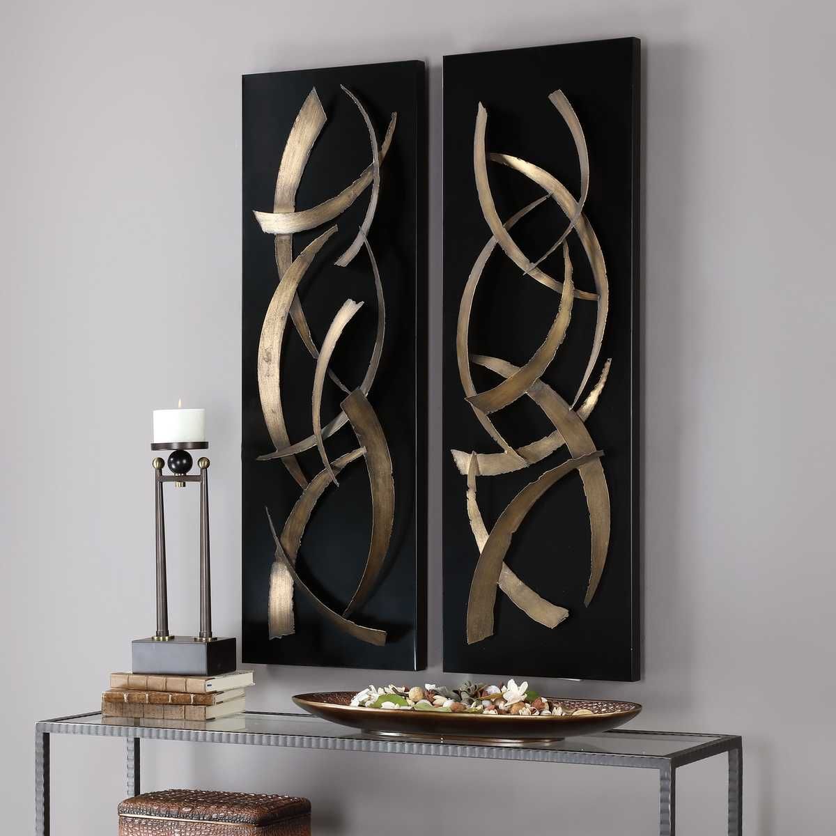Brushstrokes Metal Wall Panels, S/2 - from framed art to mirrors, create a focal point in any room | Image 3 | InSTYLE Home & Rugs