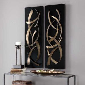 Brushstrokes Metal Wall Panels, S/2 - from framed art to mirrors, create a focal point in any room | Image 3 | InSTYLE Home & Rugs
