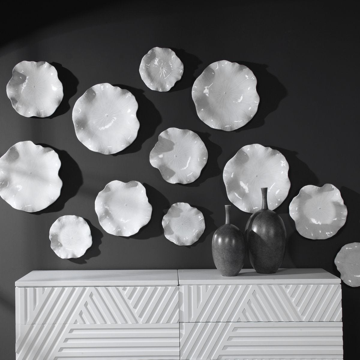 Abella Ceramic Indoor-Outdoor Wall Decor, White, S/3 - find the perfect pieces to complement your interior design | Image 4 | InSTYLE Home & Rugs