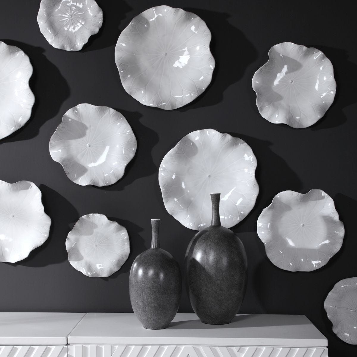 Abella Ceramic Indoor-Outdoor Wall Decor, White, S/3 - find the perfect pieces to complement your interior design | Image 5 | InSTYLE Home & Rugs