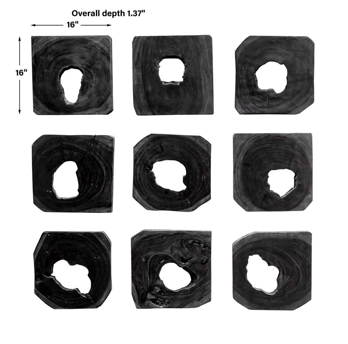 Bahati Wood Wall Decor, Ebony, S/9 - transform your walls with stylish wall decor | Image 7 | InSTYLE Home & Rugs