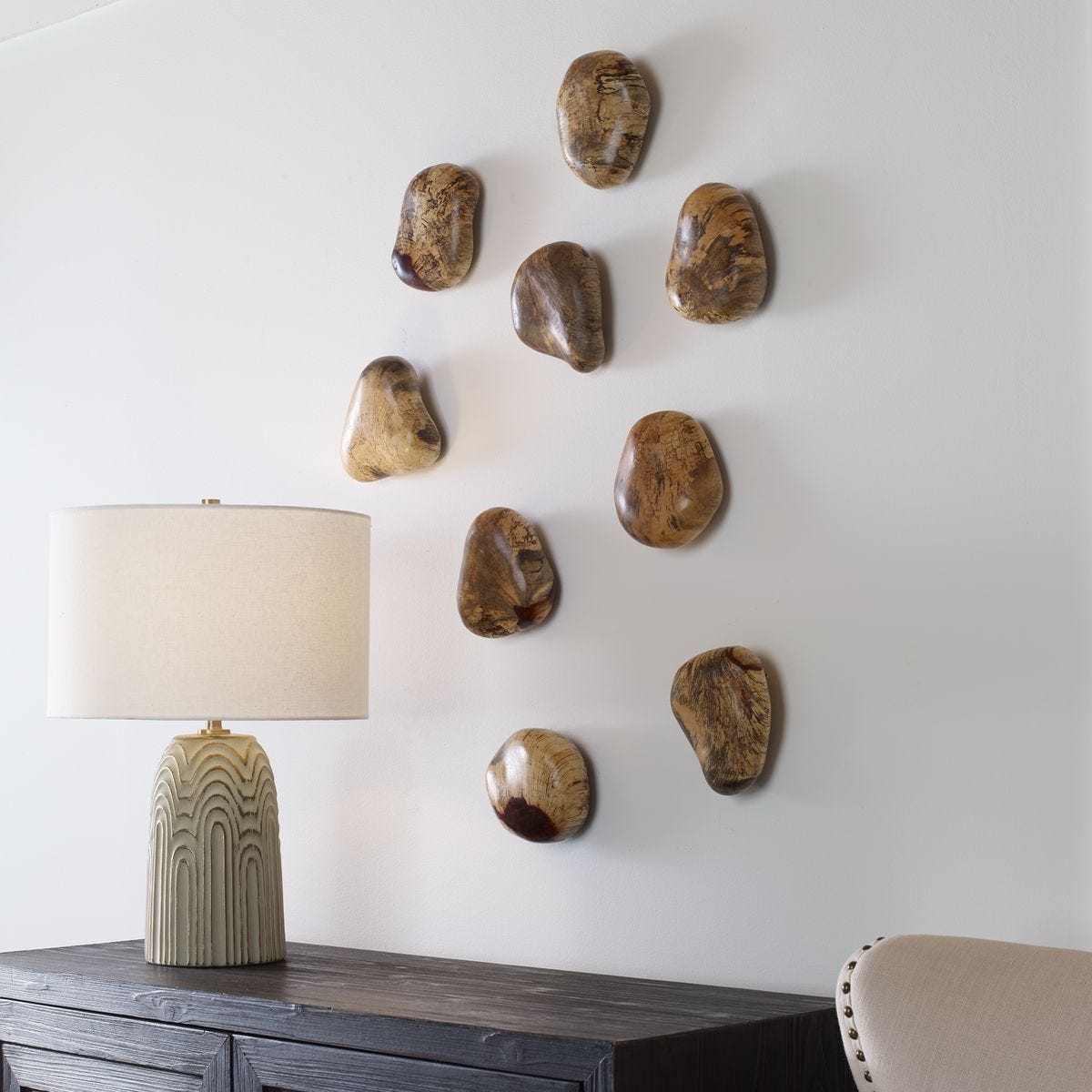 Pebbles Wood Wall Decor, Blonde, S/9 - from framed art to mirrors, create a focal point in any room | Image 5 | InSTYLE Home & Rugs