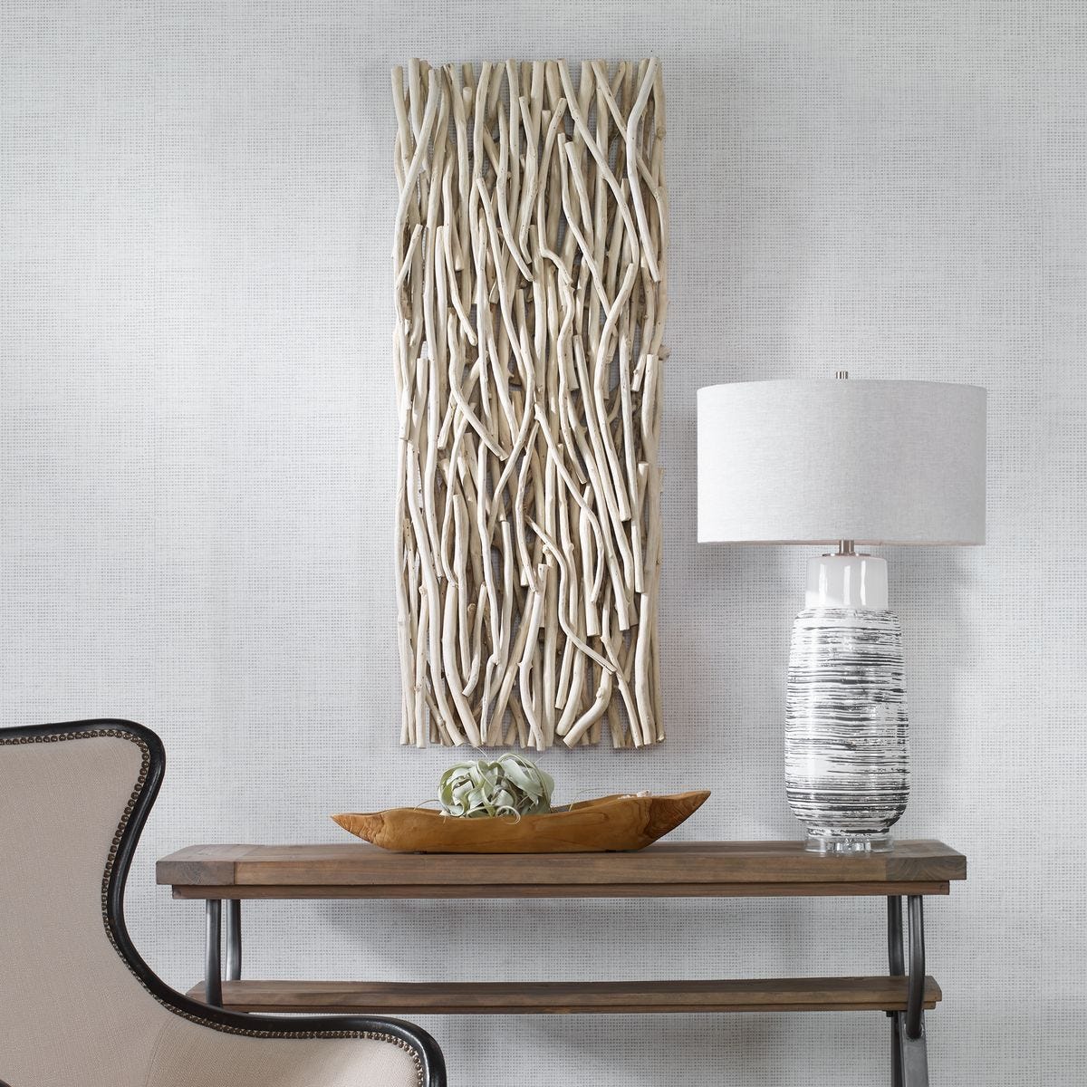 Gathered Teak Wood Wall Decor, Bleached - from framed art to mirrors, create a focal point in any room | Image 3 | InSTYLE Home & Rugs
