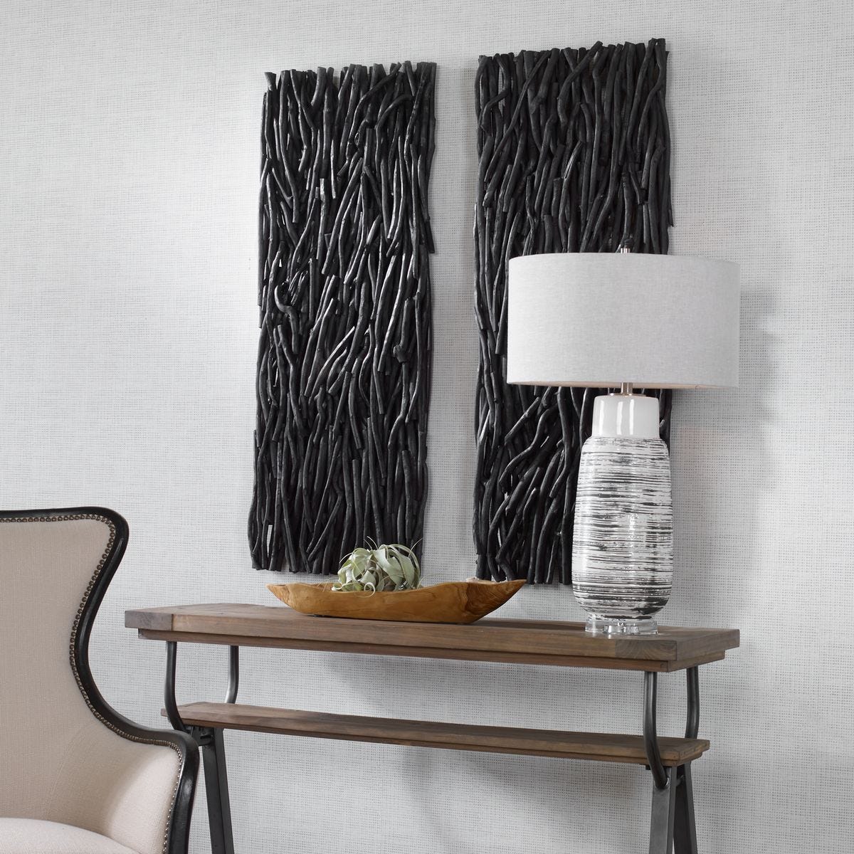 Gathered Teak Wood Wall Decor, Black - find the perfect pieces to complement your interior design | Image 4 | InSTYLE Home & Rugs