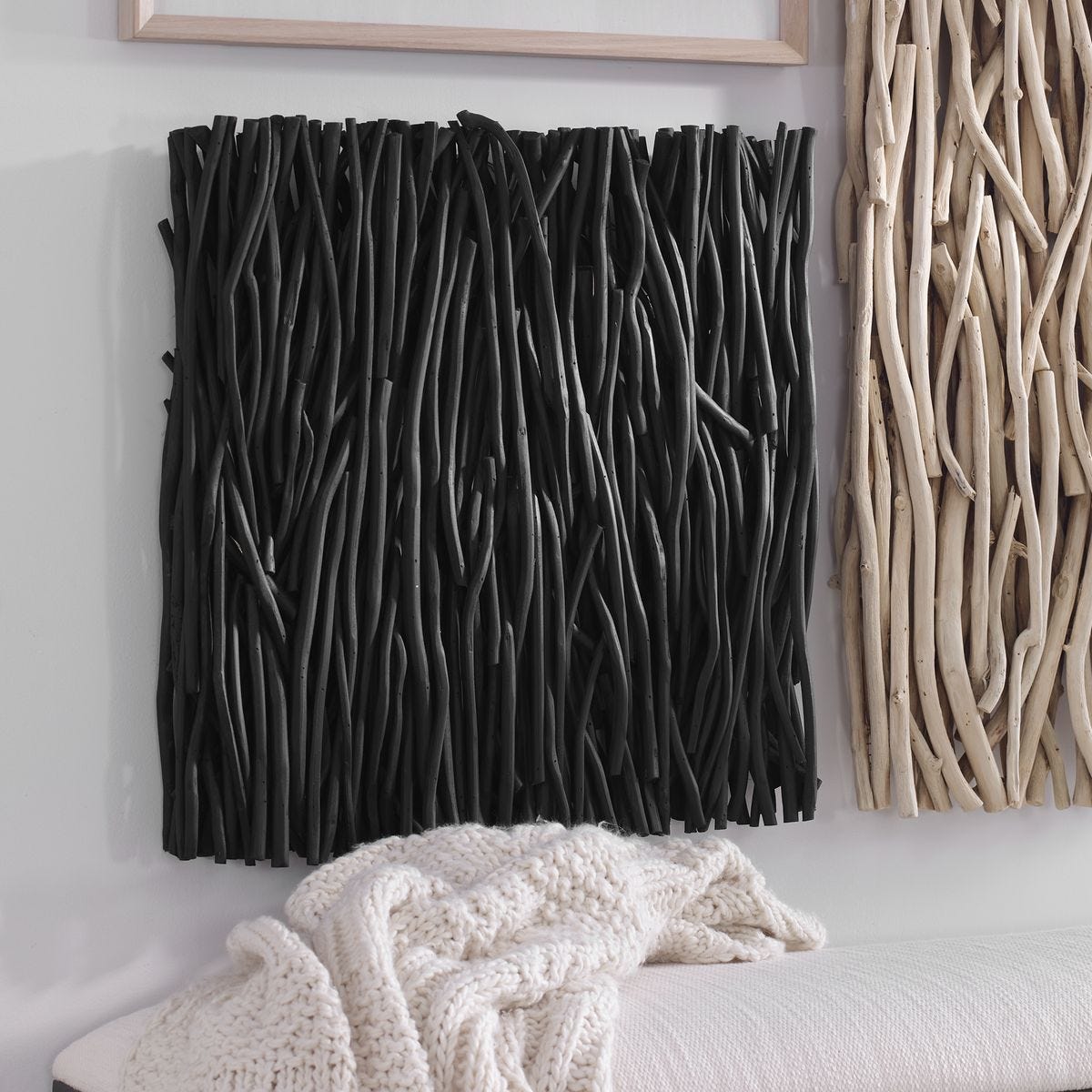 Gathered Teak Square Wood Wall Decor, Black - transform your walls with stylish wall decor | Image 3 | InSTYLE Home & Rugs