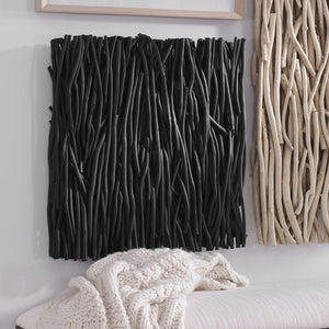 Gathered Teak Square Wood Wall Decor, Black - transform your walls with stylish wall decor | Image 3 | InSTYLE Home & Rugs