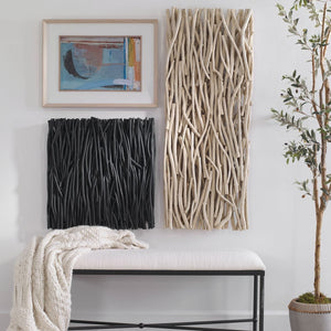 Gathered Teak Square Wood Wall Decor, Black - transform your walls with stylish wall decor | Image 1 | InSTYLE Home & Rugs
