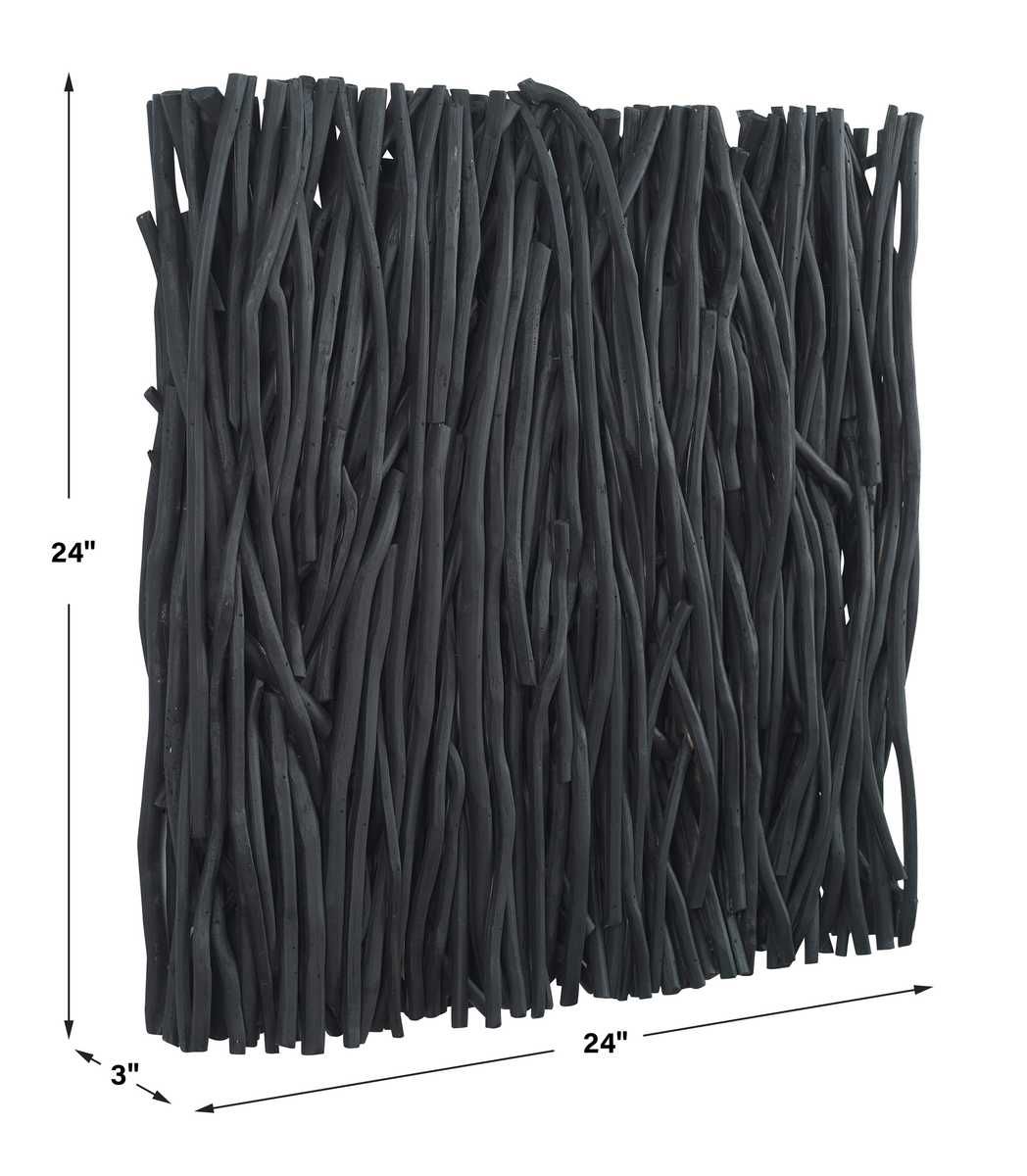 Gathered Teak Square Wood Wall Decor, Black - transform your walls with stylish wall decor | Image 7 | InSTYLE Home & Rugs