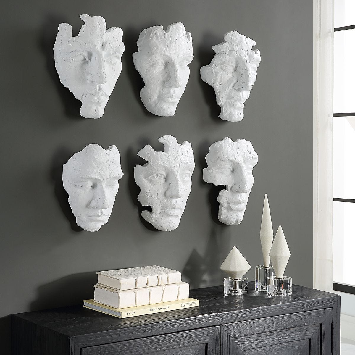 Self-Portrait Wall Decor, White, S/6 - transform your walls with stylish wall decor | Image 3 | InSTYLE Home & Rugs