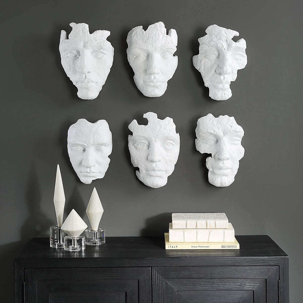 Self-Portrait Wall Decor, White, S/6 - transform your walls with stylish wall decor | Image 1 | InSTYLE Home & Rugs
