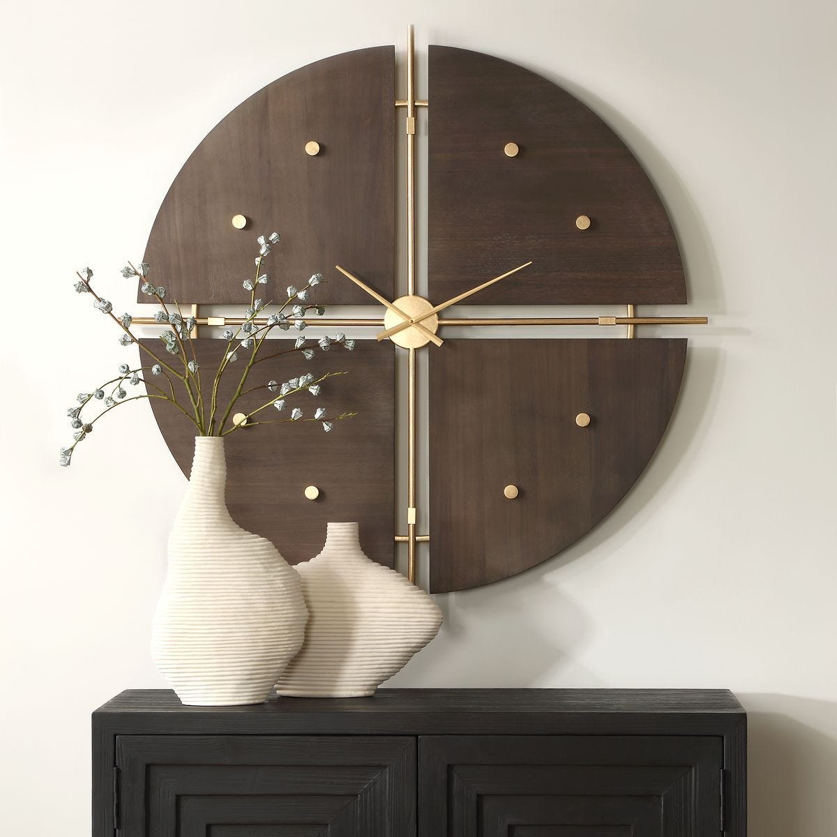 Walnut Elegance, Clock - transform your walls with stylish wall decor | Image 1 | InSTYLE Home & Rugs