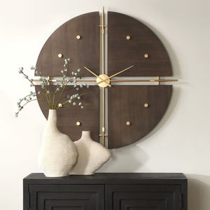 Walnut Elegance, Clock - transform your walls with stylish wall decor | Image 1 | InSTYLE Home & Rugs