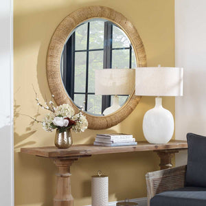 Mariner Round Mirror, Natural - perfect for enhancing light and creating a sense of space | Image 4 | InSTYLE Home & Rugs