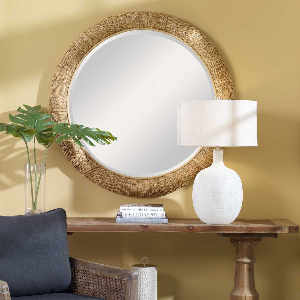 Mariner Round Mirror, Natural - perfect for enhancing light and creating a sense of space | Image 1 | InSTYLE Home & Rugs