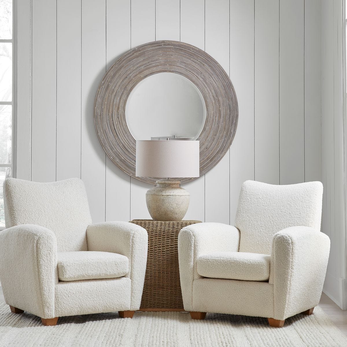 Vortex Round Mirror - perfect for enhancing light and creating a sense of space | Image 1 | InSTYLE Home & Rugs