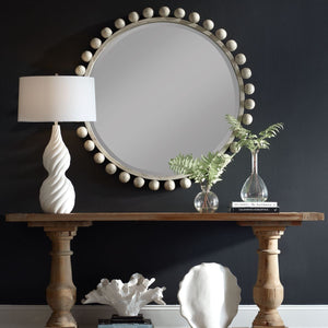 Cyra Wood Round Mirror, Aged Ivory - available in various shapes, sizes, and frame styles | Image 1 | InSTYLE Home & Rugs