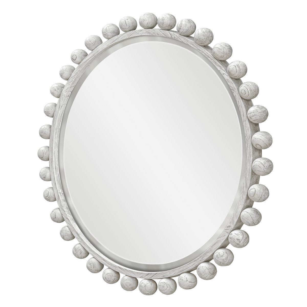 Cyra Wood Round Mirror, Aged Ivory - available in various shapes, sizes, and frame styles | Image 3 | InSTYLE Home & Rugs