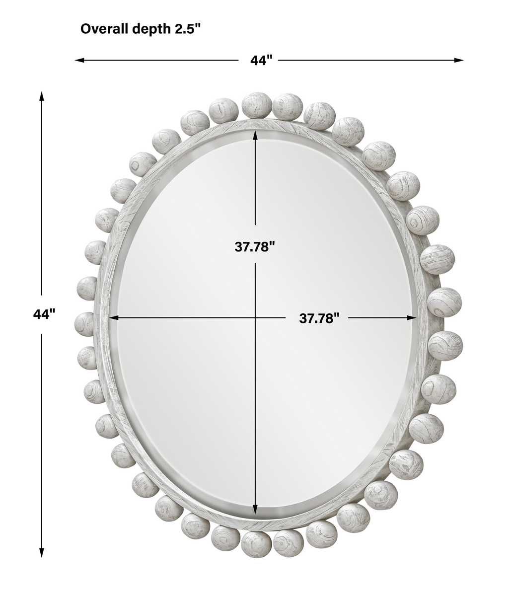 Cyra Wood Round Mirror, Aged Ivory - available in various shapes, sizes, and frame styles | Image 5 | InSTYLE Home & Rugs