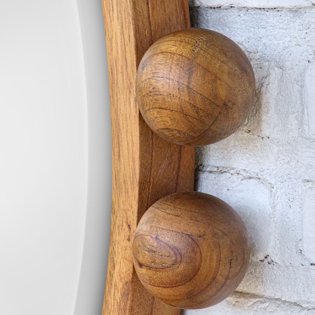 Cyra Wood Round Mirror, Walnut - perfect for enhancing light and creating a sense of space | Image 6 | InSTYLE Home & Rugs