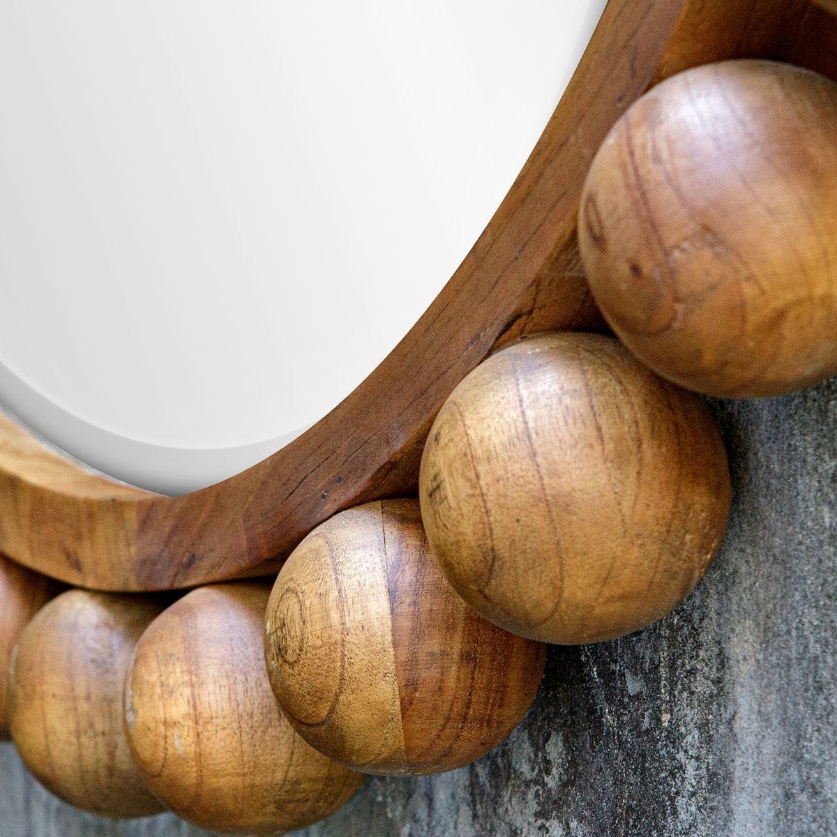 Cyra Wood Round Mirror, Walnut - perfect for enhancing light and creating a sense of space | Image 7 | InSTYLE Home & Rugs