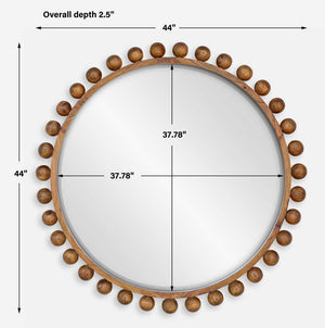 Cyra Wood Round Mirror, Walnut - perfect for enhancing light and creating a sense of space | Image 8 | InSTYLE Home & Rugs