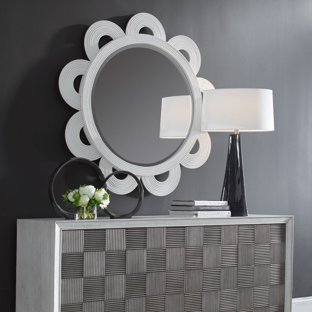 Clematis Round, White - elegant and functional accent pieces for any room | Image 3 | InSTYLE Home & Rugs