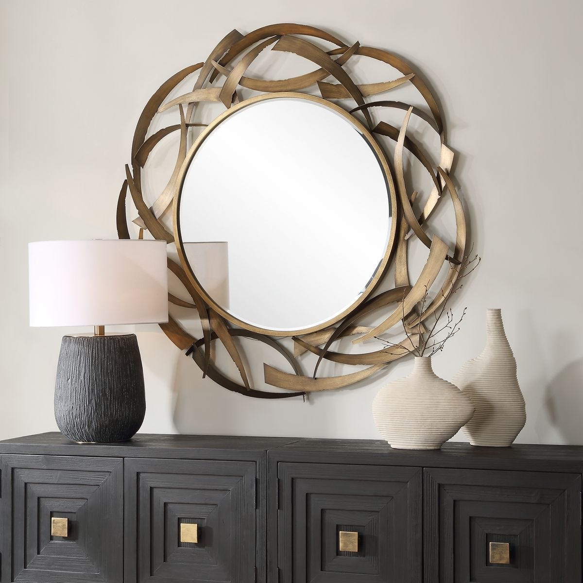 Cutting Edge Round Mirror - perfect for enhancing light and creating a sense of space | Image 1 | InSTYLE Home & Rugs