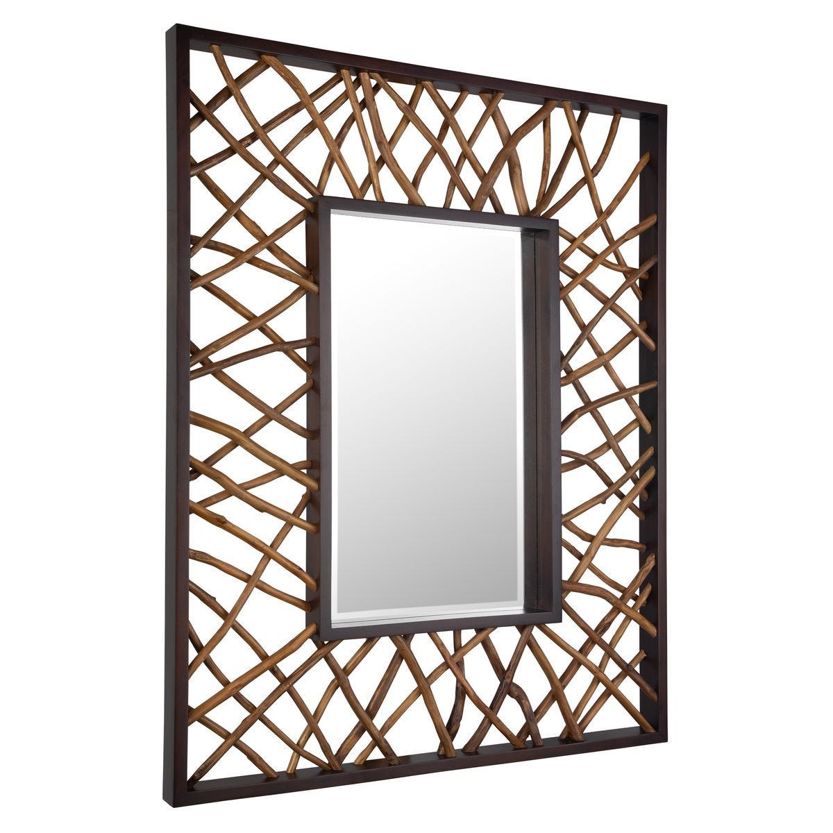 Teak Maze Rectangle Mirror - perfect for enhancing light and creating a sense of space | Image 3 | InSTYLE Home & Rugs