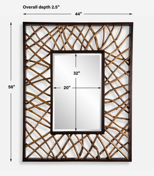 Teak Maze Rectangle Mirror - perfect for enhancing light and creating a sense of space | Image 5 | InSTYLE Home & Rugs