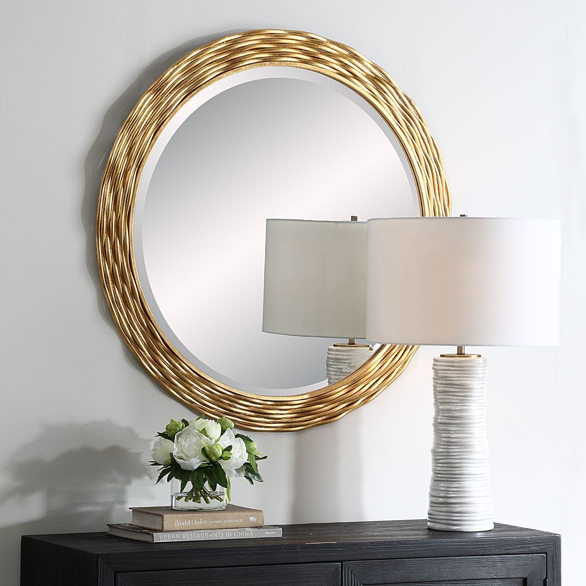 Celeste Round Mirror - perfect for enhancing light and creating a sense of space | Image 3 | InSTYLE Home & Rugs
