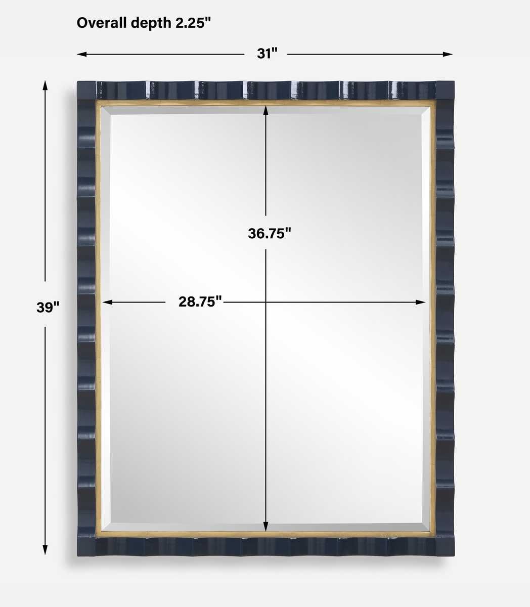 Gulf Mirror, Navy - perfect for enhancing light and creating a sense of space | Image 6 | InSTYLE Home & Rugs