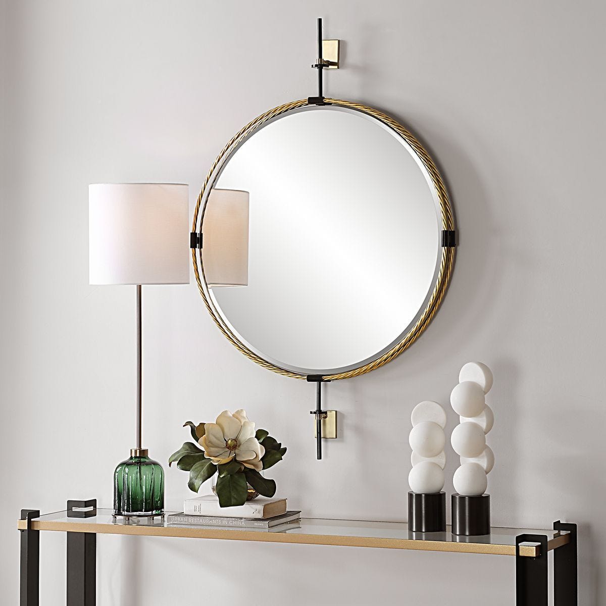 Guardrail Round Mirror - perfect for enhancing light and creating a sense of space | Image 3 | InSTYLE Home & Rugs