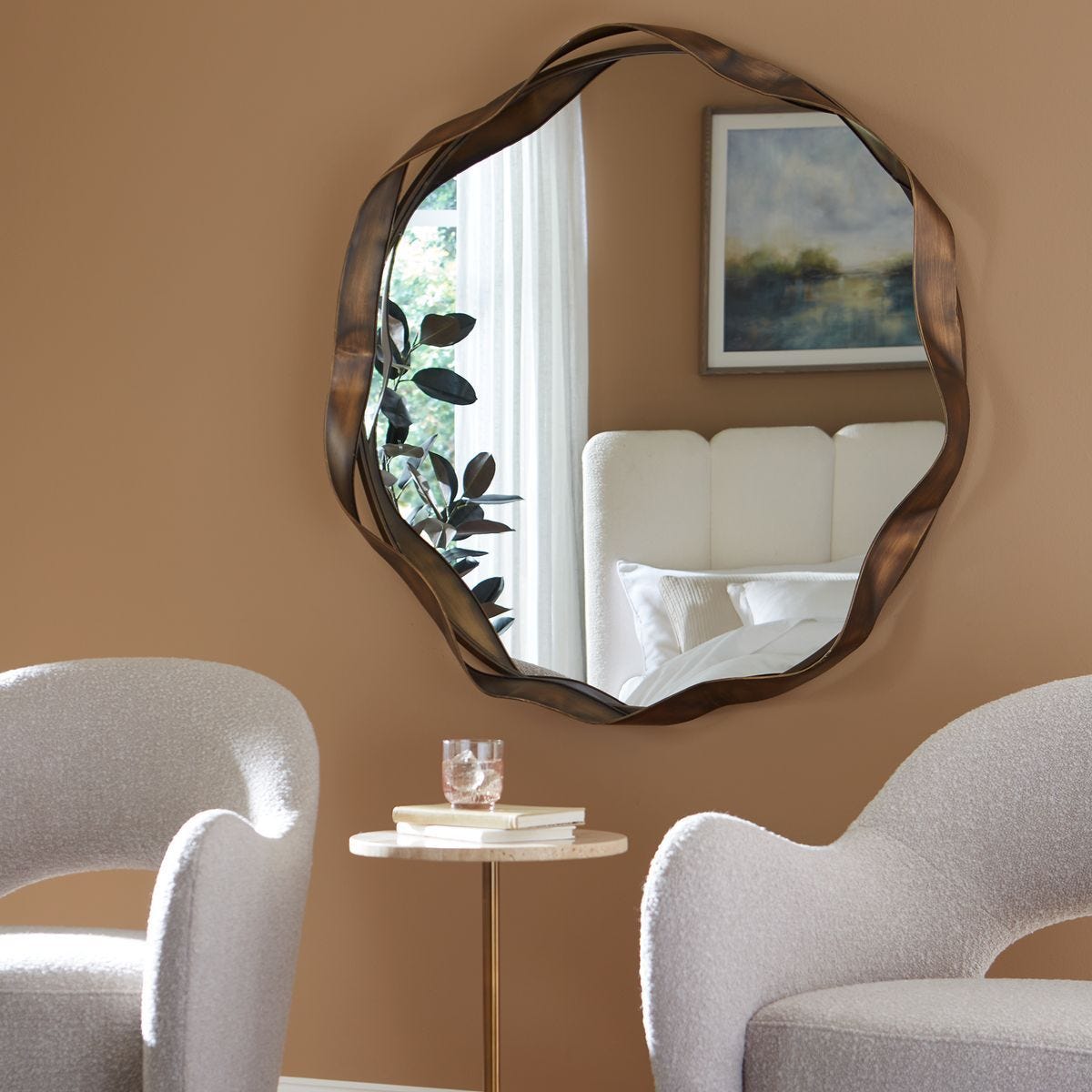 Catch The Wave Round Mirror - elegant and functional accent pieces for any room | Image 1 | InSTYLE Home & Rugs