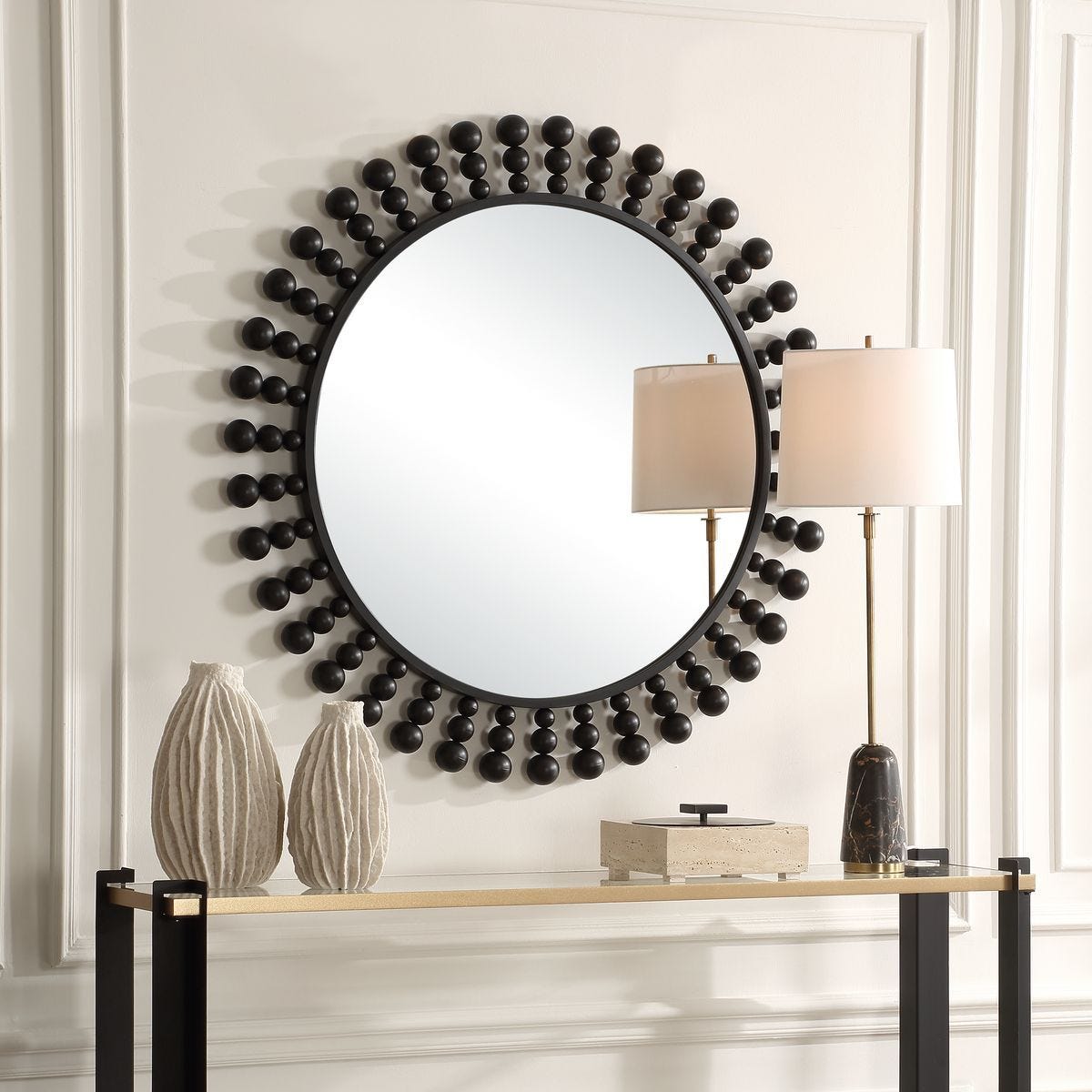 Aziel Round Mirror - elegant and functional accent pieces for any room | Image 3 | InSTYLE Home & Rugs