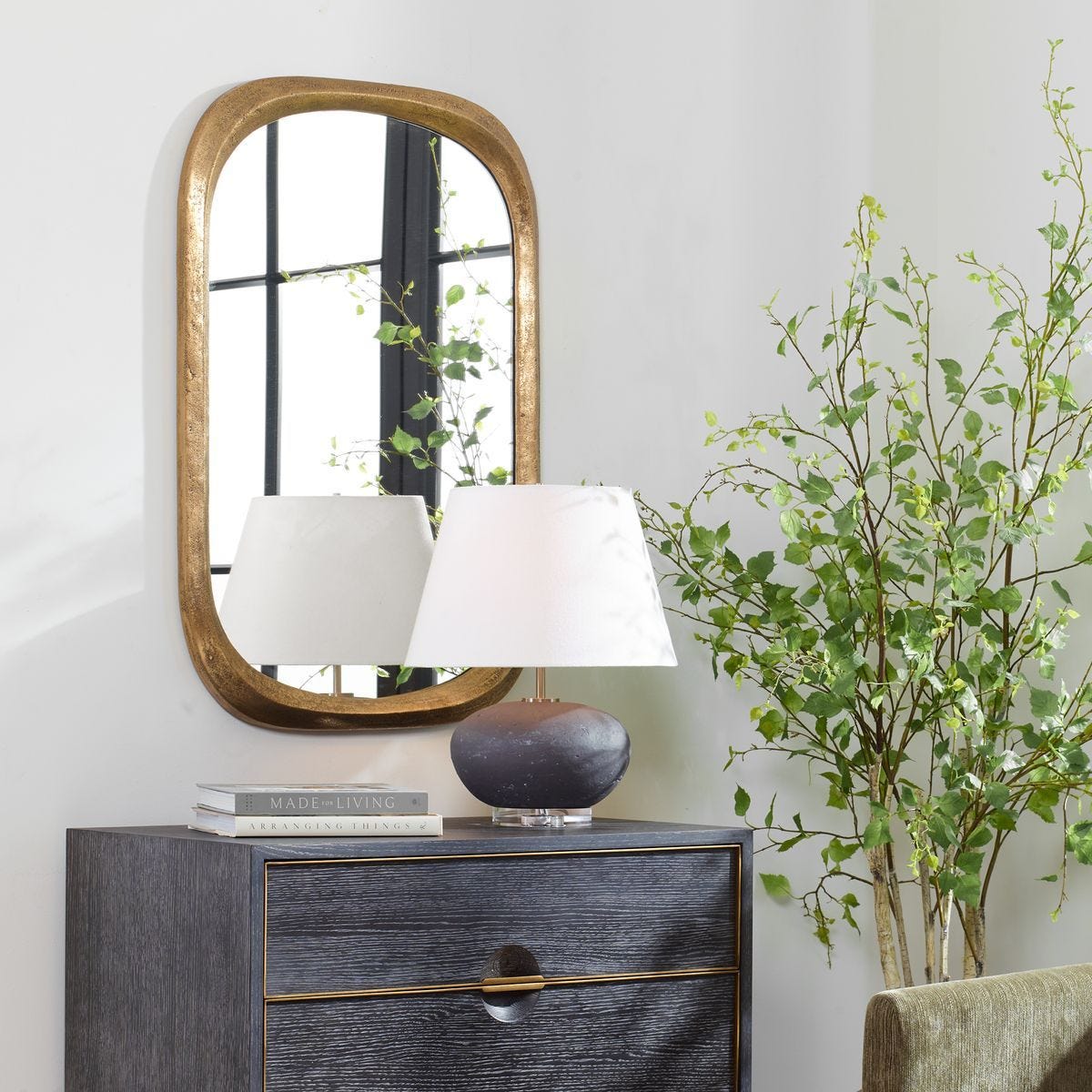 Malone Mirror, Brass - perfect for enhancing light and creating a sense of space | Image 3 | InSTYLE Home & Rugs